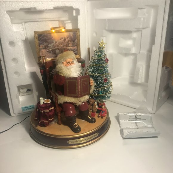 Thomas Kinkade Twas The Night Before Christmas Tabletop Santa Figure Bradford - Picture 6 of 13